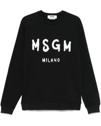 MSGM - Logo Print Crew Neck Sweatshirt - Lyst