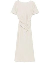 STAUD - Amelie Linen Midi Dress Natural - Lyst