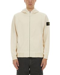Stone Island - Ivory Cotton Sweater - Lyst