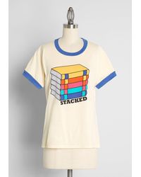 Camp Collection Modcloth X Collection Stacked With Smarts Ringer T-shirt - White