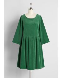 Princess Highway Corduroy For The Day Babydoll Dress - Green