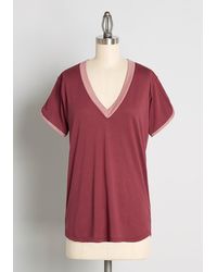 Camp Collection Modcloth X First In Line Ringer T-shirt - Red