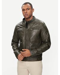 Serge Pariente - Lederjacke Erico Grün Regular Fit - Lyst