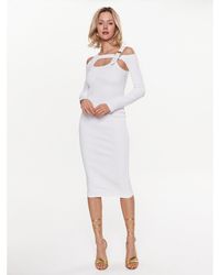 Versace - Kleid Für Den Alltag 74Hao977 Weiß Slim Fit - Lyst