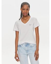 Pepe Jeans - T-Shirt Lorette V Neck Pl505826 Weiß Regular Fit - Lyst