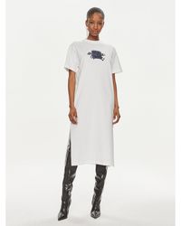 Karl Lagerfeld - Kleid Für Den Alltag 241J1300 Weiß Regular Fit - Lyst