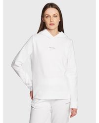 Calvin Klein - Sweatshirt Micro Logo Essential K20K205452 Weiß Regular Fit - Lyst