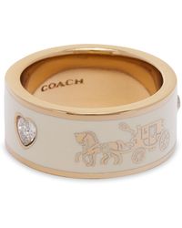 COACH - Ring Enamel Horse & Carriage Band Ring 37479034Gld100 - Lyst