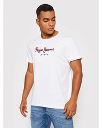Pepe Jeans - T-Shirt Eggo Pm508208 Weiß Regular Fit - Lyst