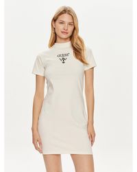 Guess - Kleid Für Den Alltag V4Yk02 Kcdh1 Weiß Regular Fit - Lyst