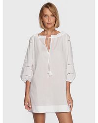 Lauren by Ralph Lauren - Kleid Für Den Alltag 20389181 Weiß Regular Fit - Lyst