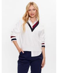 Tommy Hilfiger - Pullover Ww0Ww39006 Weiß Relaxed Fit - Lyst