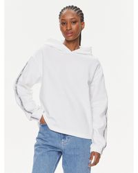 Calvin Klein - Sweatshirt Logo Elastic Hoodie J20J223078 Weiß Regular Fit - Lyst