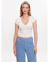 BDG - T-Shirt Bdg Aimee Pointelle Top 76468321 Weiß Slim Fit - Lyst