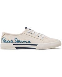 Pepe Jeans - Sneakers Aus Stoff Brady Denim W Pls31438 Weiß - Lyst