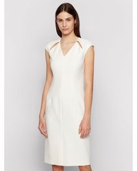 BOSS - Kleid Für Den Alltag Dulipa 50451351 Weiß Slim Fit - Lyst