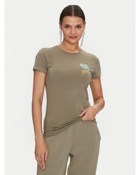 Guess - T-Shirt Flowers W4Yi30 J1314 Grün Slim Fit - Lyst
