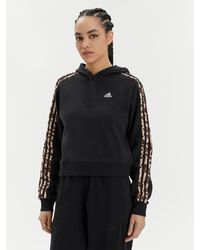 adidas - Sweatshirt Essentials 3-Stripes Animal Print Ir9313 Loose Fit - Lyst