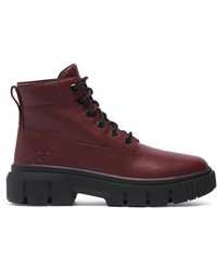 Timberland - Stiefeletten greyfield leather boot tb0a5pw9c601 burgundy full grain - Lyst