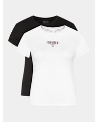 Tommy Hilfiger - 2Er-Set T-Shirts Tjw 2 Pack Slim Essential Logo 1 Dw0Dw18142 Weiß Slim Fit - Lyst