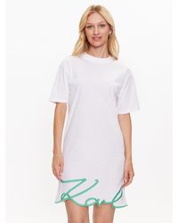 Karl Lagerfeld - Kleid Für Den Alltag Signature 231W1357 Weiß Relaxed Fit - Lyst