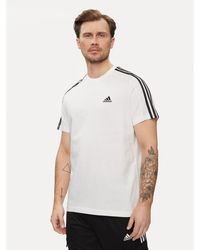 adidas - T-Shirt Essentials Single Jersey 3-Stripes T-Shirt Ic9336 Weiß Regular Fit - Lyst
