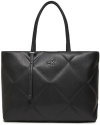 Calvin Klein - Handtasche re-lock quilt tote lg k60k611339 ck black beh - Lyst