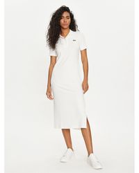 Lacoste - Kleid Für Den Alltag Ef9129 Weiß Slim Fit - Lyst