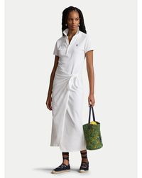 Polo Ralph Lauren - Kleid Für Den Alltag 211935605001 Weiß Slim Fit - Lyst