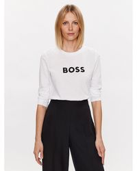 BOSS - Bluse Logo 50489592 Weiß Regular Fit - Lyst
