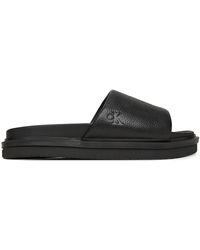 Calvin Klein - Pantoletten Flat Molded Slide Sandal Lth Ym0Ym01225 - Lyst