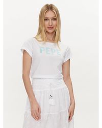 Pepe Jeans - T-Shirt Janet Pl505836 Weiß Regular Fit - Lyst