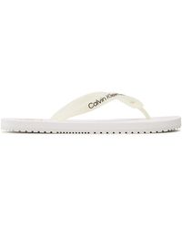 Calvin Klein - Zehentrenner beach sandal logo ym0ym00656 white ybr - Lyst