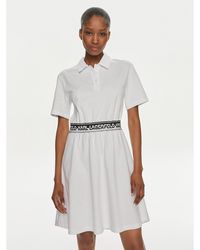 Karl Lagerfeld - Kleid Für Den Alltag 241W1350 Weiß Regular Fit - Lyst