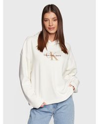 Calvin Klein - Sweatshirt J20J220427 Écru Oversize - Lyst