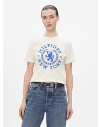 Tommy Hilfiger - T-Shirt Reg Crest C-Nk Tee Ss Ww0Ww41058 Écru Regular Fit - Lyst