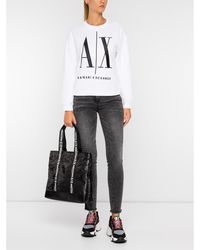 Armani Exchange - Sweatshirt 8Nym02 Yj68Z 1000 Weiß Regular Fit - Lyst