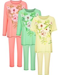 Harmony Pyjama's Per 3 Stuks Met 3 Verschillende Mouwlengtes - Groen