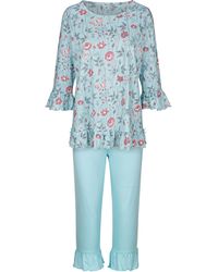 Harmony Pyjama Met Bloemendessin - Blauw