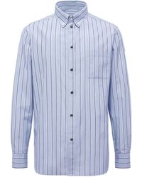 Moncler - Chemise À Manches Longues En Coton Oxford Rayé - Lyst