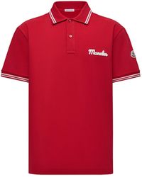 Moncler - Polo De Piqué De Algodón Con Logotipo Bordado, Hombre, Talla - Lyst