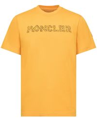 Moncler - Moncler Space Embroidered Logo Cotton T-Shirt - Lyst