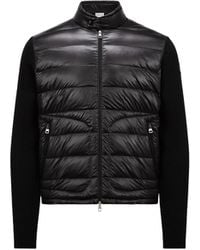 Moncler - Wattierte Strickjacke Aus Wolle Mit Reißverschluss, Herren, Größe - Lyst