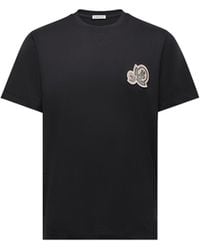 Moncler - Moncler Double Logo Patch Cotton T-Shirt - Lyst