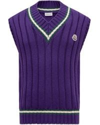 Moncler - Weste Aus Wolle Und Baumwolle Mit V-Ausschnitt, Herren, Größe - Lyst