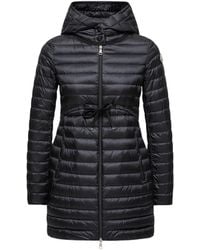 Moncler - Moncler Barbel Hooded Fit & Flare Long Down Jacket - Lyst