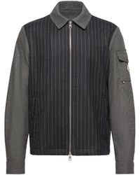 Moncler - Moncler Herringbone Wool Blend Zip-Up Shirt Jacket - Lyst