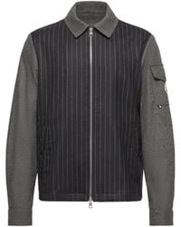 Moncler - Moncler Herringbone Wool Blend Zip-Up Shirt Jacket - Lyst
