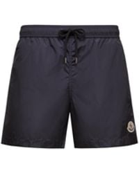 Moncler - Moncler Logo Patch Swim Shorts - Lyst