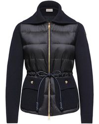 Moncler - Moncler Wool & Cashmere Blend Padded Zip-Up Cardigan - Lyst